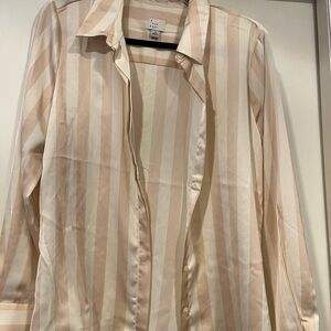 A New Day Beige Striped Blouse